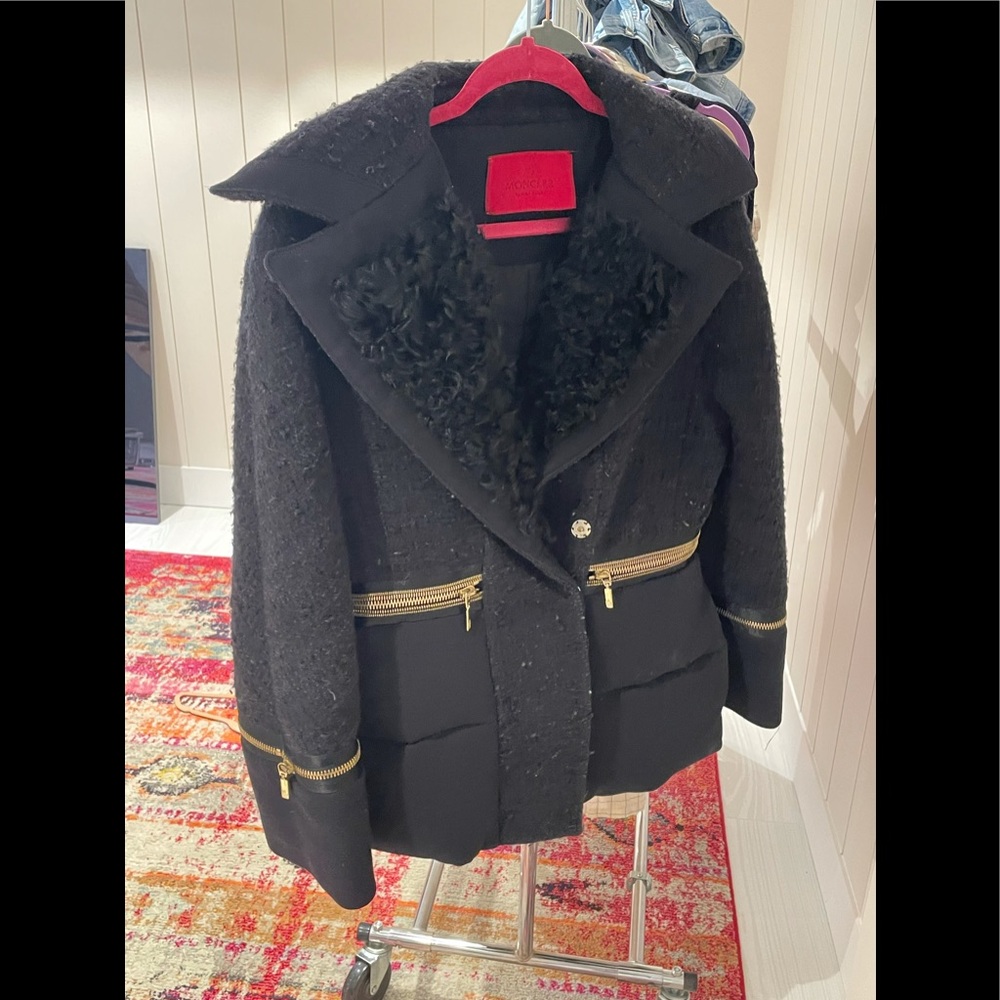 Moncler Gamme Rouge black shearling down coat